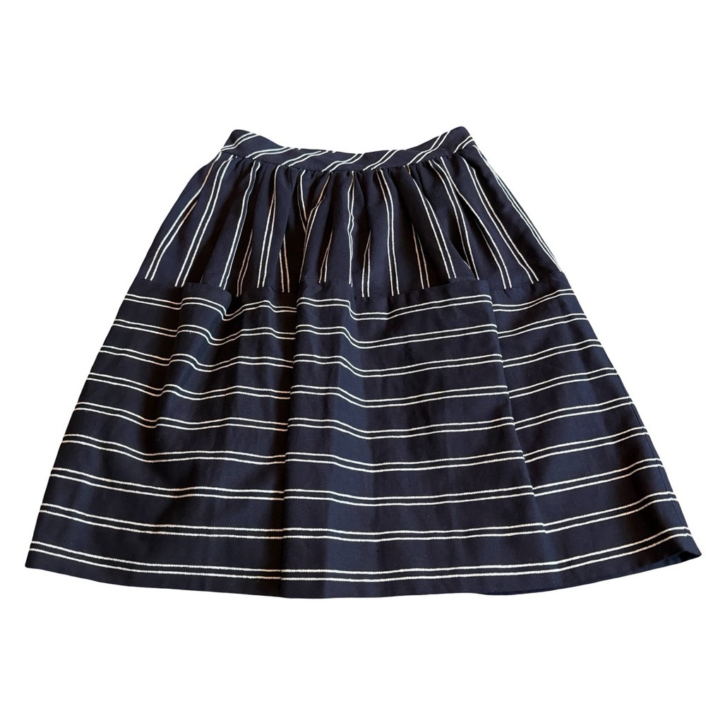 Maeve Anthropologie Navy White Stripe A-Line Skirt High Waist Size 0 Women's NWT
